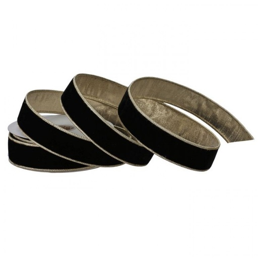 [MTX74880BLACK] 1.5"X10Y  PREMIUM VELVET W/GOLD BLACK