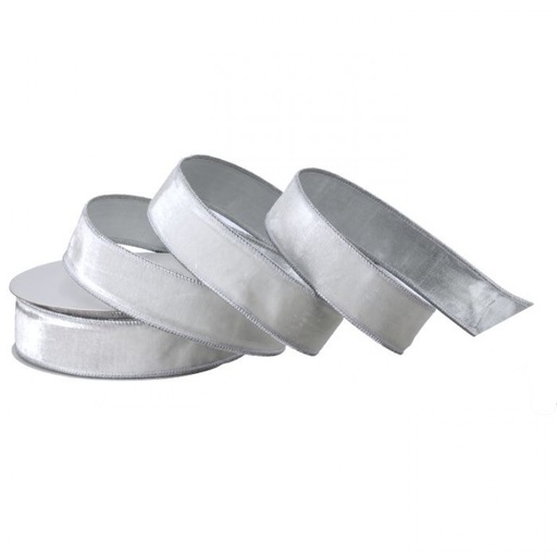 [MTX74880WHITE] 1.5"X10Y  PREMIUM VELVET W/GOLD EDGE - WHITE 
