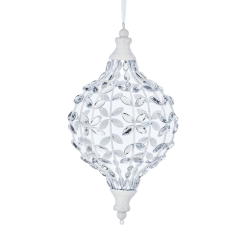 [MTX76401] 10.5" GLITTER JEWEL FINIAL - CLEAR WHITE