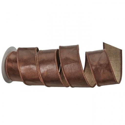 [MTX74895] 2.5"X5Y LEATHER JUTE RIBBON - BROWN