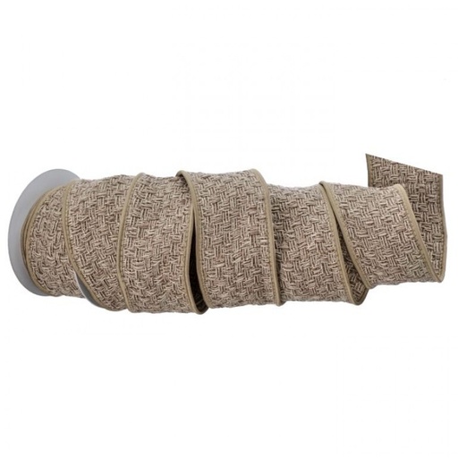 [MTX74912] 2.5"X5Y COTTON BASKET WEAVE RIBBON - KHAKI