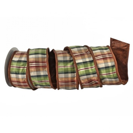 [MTX74933] 2.5"X5Y FAUX LEATHER BACKED PLAID RIBBON