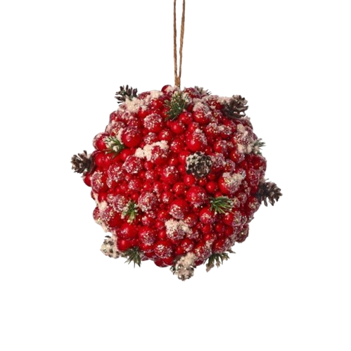 [MTX76441] 6" SNOWY GLTR BERRY KISSING BALL ORNAMENT