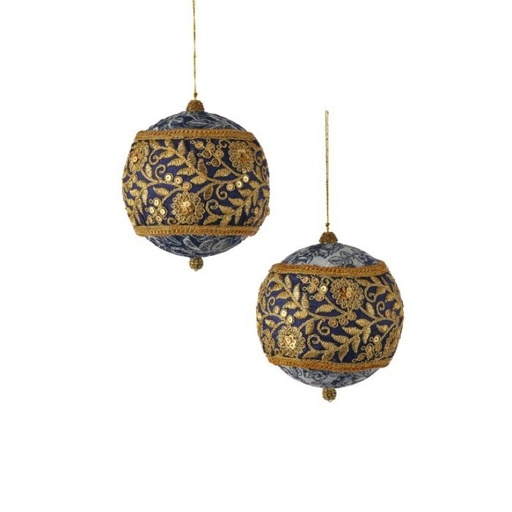 [MTX74963] 5" CHINOSERIE W/JEWEL BALL ORNAMENT -BLUE GOLD