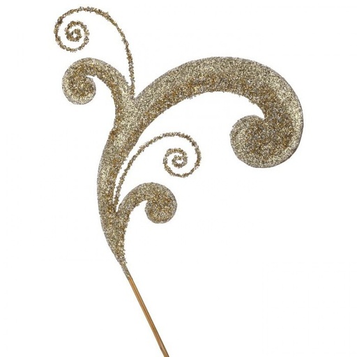 [MTX74997] 26" METAL ACANTHUS SCROLL GLITTER SPRAY - CHAMPAGNE PLATINUM