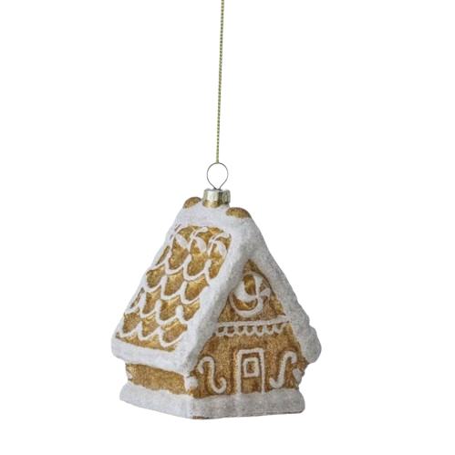 [MTX76599] 4.5" GLASS GINGERBREAD HOUSE ORNAMENT