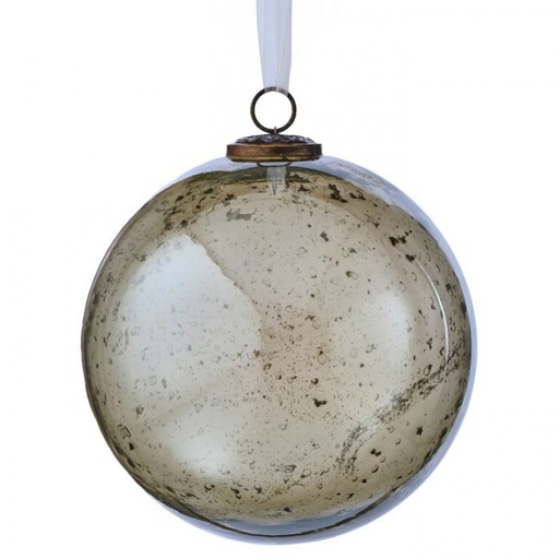 [MTX75146] 8" HAMMERED SMOKE GLASS BALL ORNAMENT - GREEN