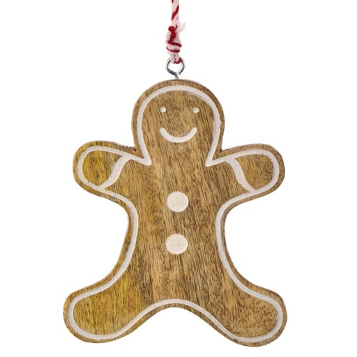 [MTX75150] 5" MANGO WOOD GINGERBREAD ORNAMENT 
