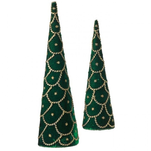 [MTX75359] 18-24" JEWELED SCALLOPED VLVT CONE TREE - GRANDE