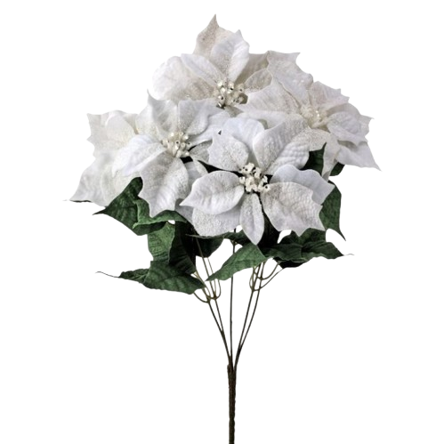 [MTX76757] 18" PREMIUM GLITTER POINSETTIA BUSH X5