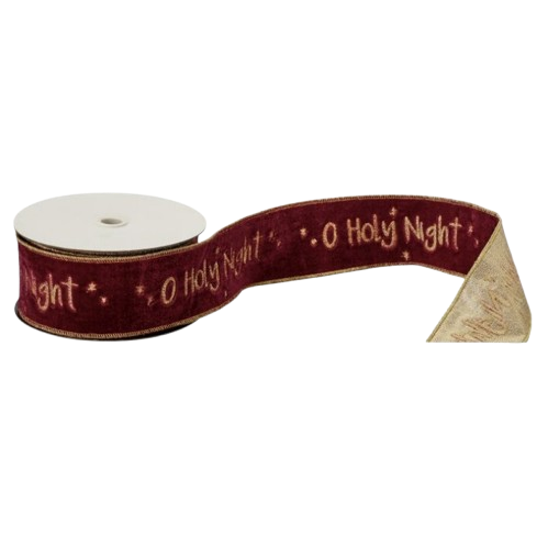 [MTX76801] 2.5"X10Y VELVET "O HOLY NIGHT" RIBBON