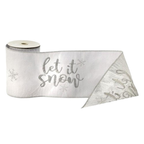 [MTX76843] 6"X5Y"LET IT SNOW" VELVET RIBBON 