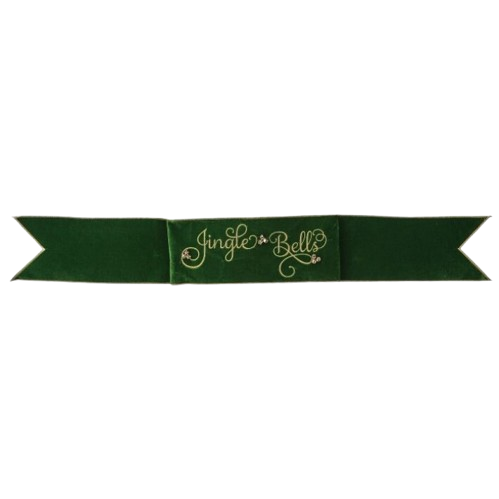 [MTX76844] 6"X44" "JINGLE BELLS " VELVET BANNER - GREEN GOLD
