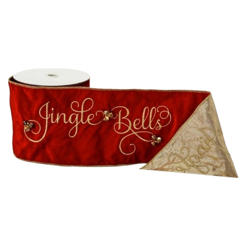 [MTX76845] 6"X5Y "JINGLE BELLS" VELVET RIBBON