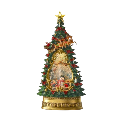 [MTX76963] 14"LED/BTY/TMR HOLIDAY TREE WATERGLOBE