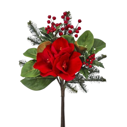 [MTX77009] 18" AMARYLIS/HOLLY/FIR/MAGNOLIA LEAF BUNDLE