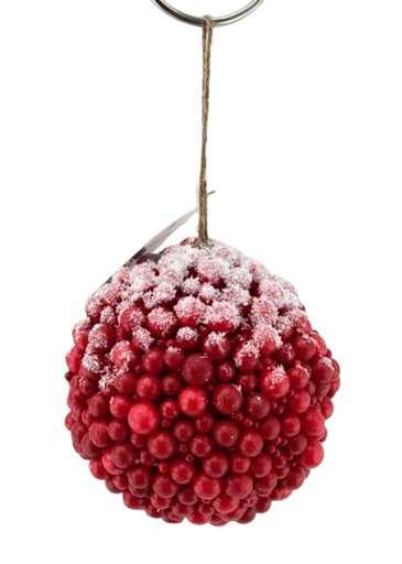 [MTX77144] 5" WP SNOW DUSTED BERRY BALL ORNAMENT 
