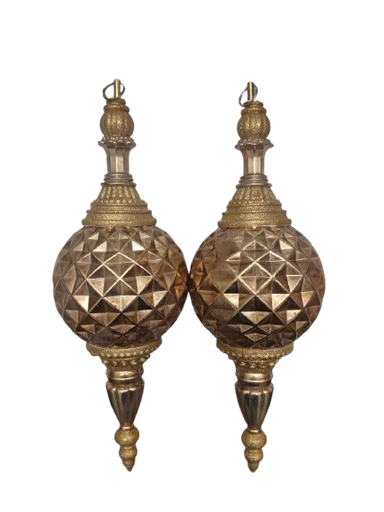 [MTX75621] 18´´VP GLITTER QUILTED FINIAL ORNAMENT BOX/2 GOLD