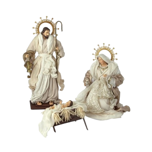 [MTX74813]  16-33" RSN/FABRIC HOLY FAMILY -30" RSN/FABRIC THREE KINGS SET/3  SET COMPLETO