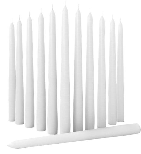 [SL24334] 10" WHITE TAPERED CANDLE 12/BX