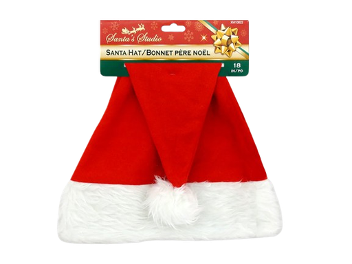 [XM10822] 17IN FELT ADULT SANTA HAT W/ PLUSH FUR TRIM. RED C