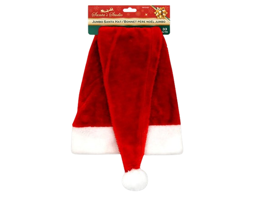 [XM13163] 29IN JUMBO PLUSH ADULT SANTA HAT W/WHITE PLUSH TRI