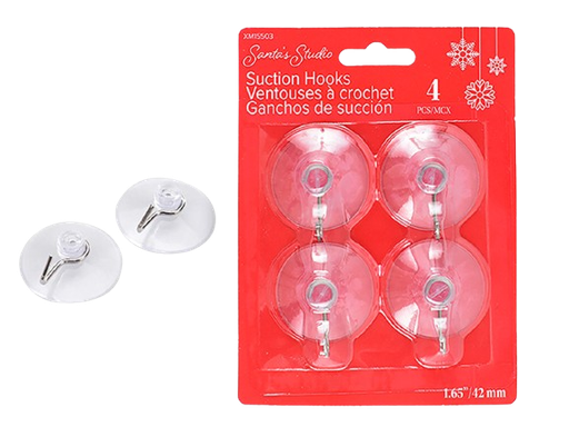 [XM15503] 4PK 42MM SUCTION HOOKS. B/C HOLDS UP TO 700G (1.5 LBS)