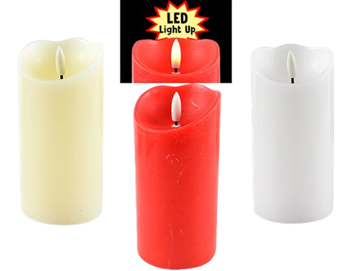 [XM34992] 5-7/8/IN(H) X 3IN(D) XMAS B/O LED FLICKERING WAX CANDLE W/WARM WHITE BULLET FLAME.
