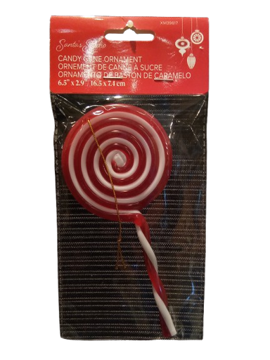 [XM39617] 6.5IN X 2.9IN XMAS CANDY CANE ORNAMENT