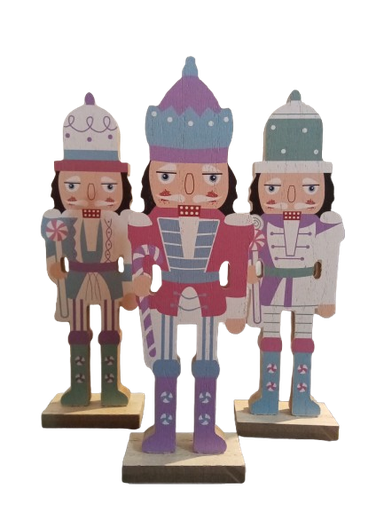 [XM40149] 8IN X 2-7/8IN XMAS WOODEN CANDY NUTCRACKER TABLETOP DECORATION