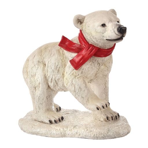 [MTX56927] 20´´RESIN OUTDOOR STANDING BABY POLAR BEAR RED