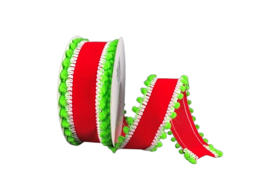 [71117-09-13] RED VELVET/WHT THREAD-GRN BALL X 10 Y