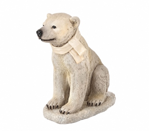 [MTX56928CREAM] 16.5"T RESIN OUTDOOR SITTING BABY POLAR BEAR" N.C 