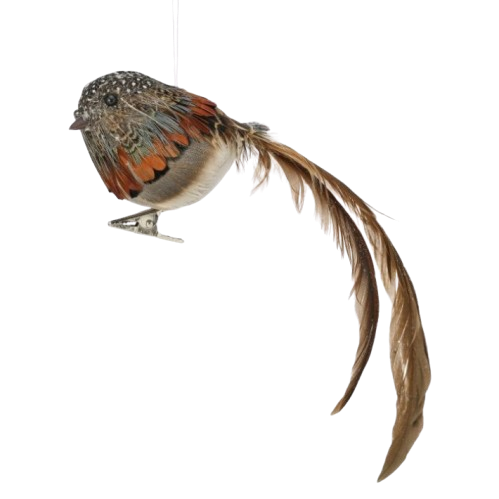 [MTX71182] 8" NATURAL FEATHER BIRD ORNAMENT