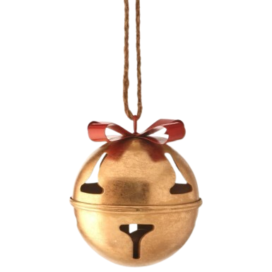 [MTX66916] 5" METAL JINGLE BELL/BOW ORNAMENT W/ROPE CHAM GOLD