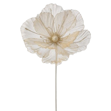 [MTX75811CRM] 22"SHEER W/GLITTER EDGE MAGNOLIA STEM CRM