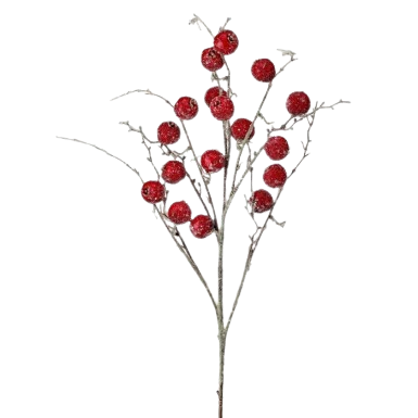 [MTX76980] 43"ICED/GLITTER JUMBO BERRY SPRAY RED