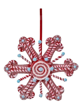 [MTX77962] 12"FROSTED PEPPERMINT SNOWFLAKE 