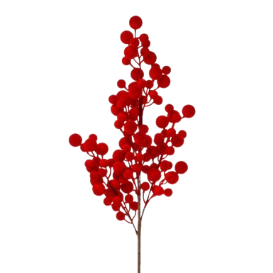 [MTX78072] 37"GRAND FLOCKED BERRY CLUSTER SPRAY RED