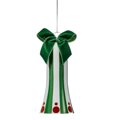 [MTX78398] 6.5"METAL STRIPE W/POLKA DOT BELL ORNAMENT