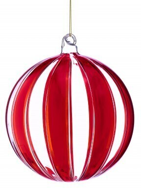 [MTX78530] 8"CLEAR GLASS PEPPERMINT BALL ORNAMENT RDWH