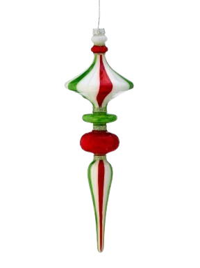 [MTX78538] 12"GLS OH WHAT FUN STRIPE FINIAL ORNAMENT RDGW