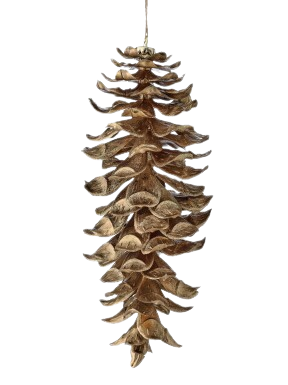 [MTX78960GOLD] 11"PLSTC WINTER GLITTER PINECONE ORNAMENT GOLD