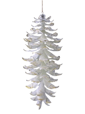 [MTX78961] 11"PLSTC WINTER GOLD LEAF PINE CONE ORNAMENT IVGD