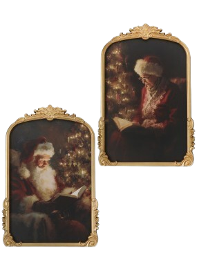 [MTX78995] 18.5X27" FRAMED SANTA/MRS CLAUS ART