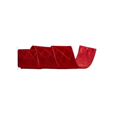 [MTX79020RED] 4"X5Y TRELLIS VELVET RIBBON RED