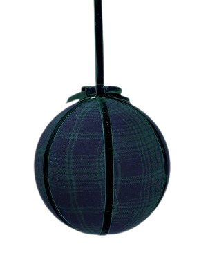 [MTX79045BLUE] 6"PLAID VELVET BALL ORNAMENT BLUE