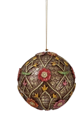 [MTX79322] 4"RESIN BLOOMING MOSELLE BALL ORNAMENT