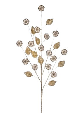 [MTX79471] 32"JEWEL PEARL BLOSSOM/LEAF SPRAY CRCH