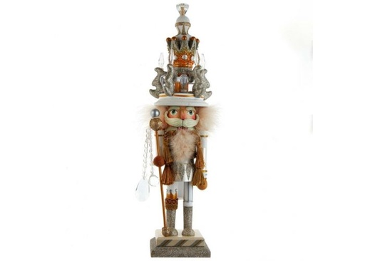 [HA0631] WHITE AND GOLD KING NUTCRACKER